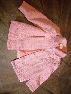 Crazy 8 Girls Pink Boucle Peacoat Jacket Size 3T Sparkle Textured Button Front